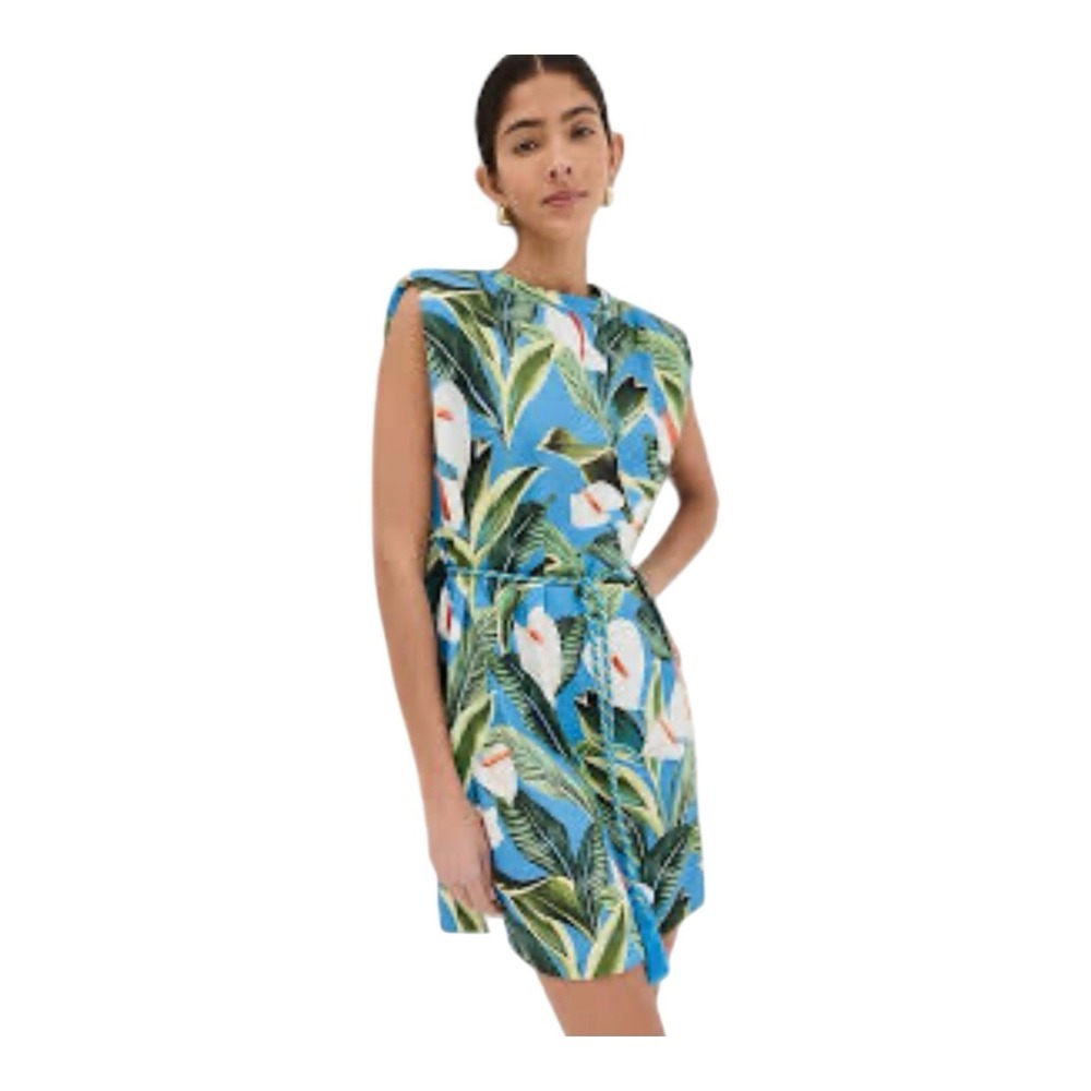 FARM Rio Floral Sleeveless Padded Floral Tie Multicolor Mini Dress Size Small - Picture 2 of 16